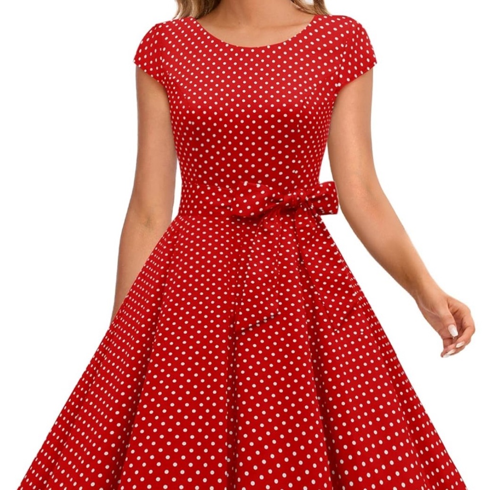 Retro polka dot fit and flare a-line dress size XL Dressystar